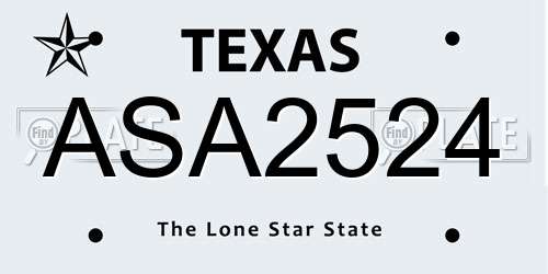 ASA2524 Texas License Plate