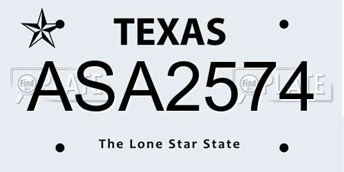 ASA2574 Texas License Plate