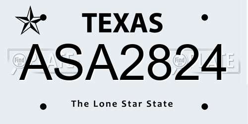 ASA2824 Texas License Plate