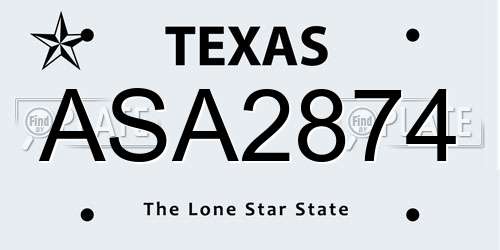 ASA2874 Texas License Plate
