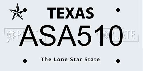 ASA510 Texas License Plate