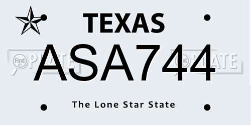 ASA744 Texas License Plate
