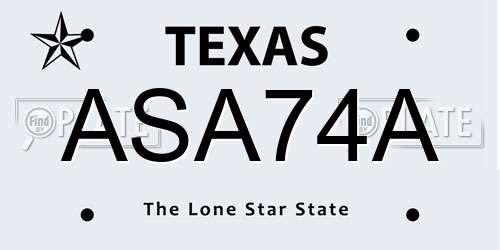 ASA74A Texas License Plate