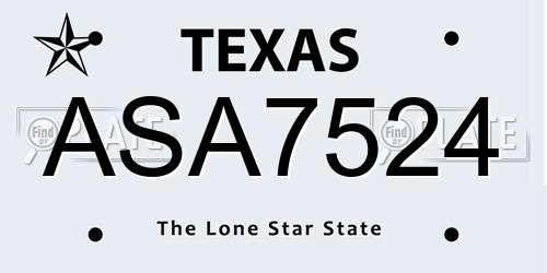 ASA7524 Texas License Plate