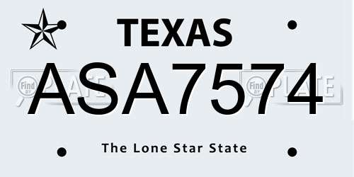 ASA7574 Texas License Plate