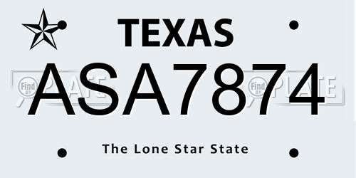 ASA7874 Texas License Plate