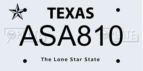 ASA810 Texas License Plate
