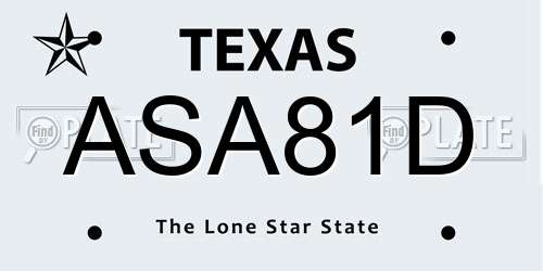 ASA81D Texas License Plate