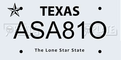 ASA81O Texas License Plate