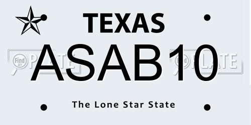 ASAB10 Texas License Plate