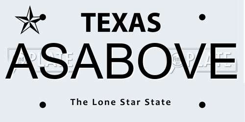 ASABOVE Texas License Plate