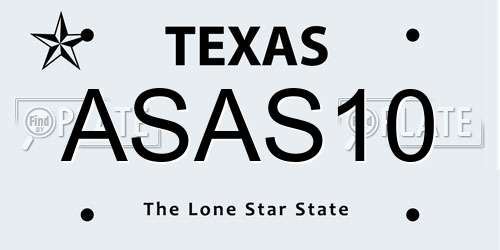 ASAS10 Texas License Plate