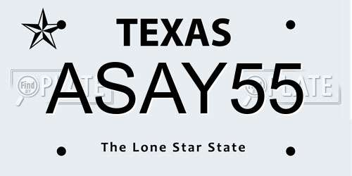 ASAY55 Texas License Plate