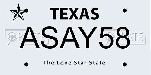 ASAY58 Texas License Plate