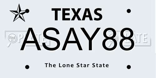ASAY88 Texas License Plate