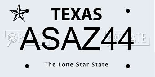 ASAZ44 Texas License Plate