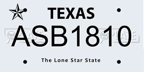 ASB1810 Texas License Plate