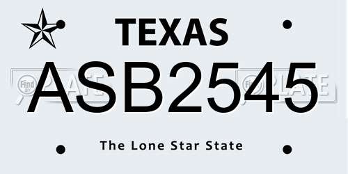 ASB2545 Texas License Plate