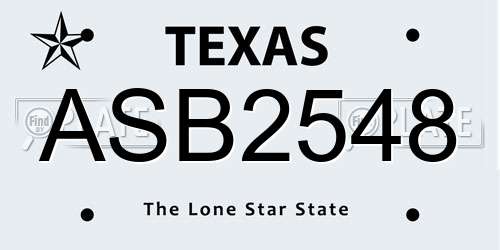 ASB2548 Texas License Plate