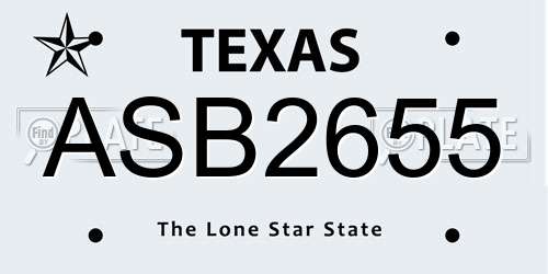 ASB2655 Texas License Plate