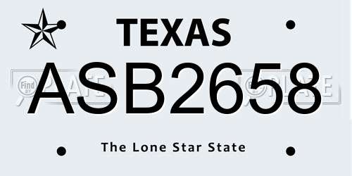 ASB2658 Texas License Plate