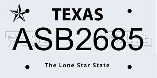 ASB2685 Texas License Plate