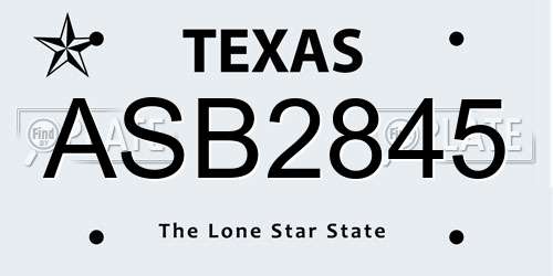 ASB2845 Texas License Plate
