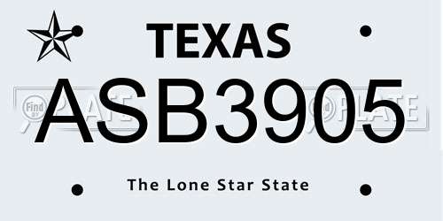 ASB3905 Texas License Plate