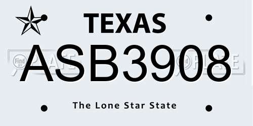 ASB3908 Texas License Plate