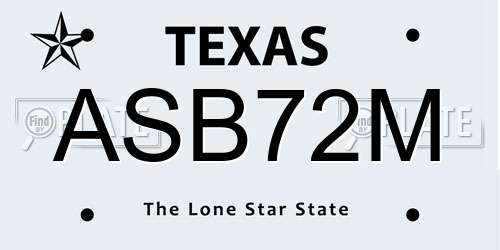 ASB72M Texas License Plate