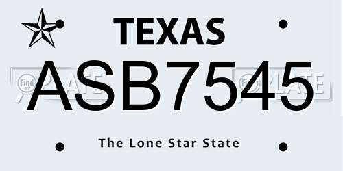 ASB7545 Texas License Plate