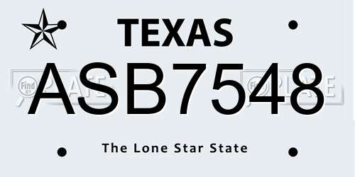 ASB7548 Texas License Plate