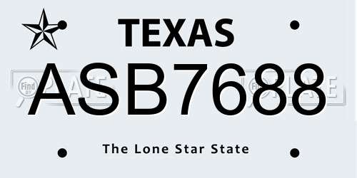 ASB7688 Texas License Plate
