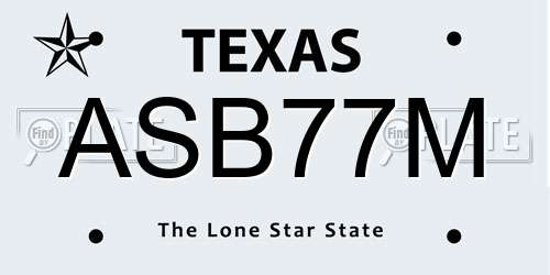 ASB77M Texas License Plate