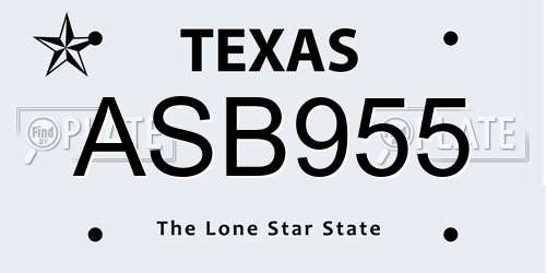 ASB955 Texas License Plate