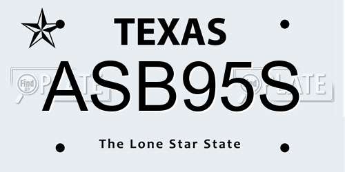 ASB95S Texas License Plate