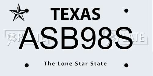 ASB98S Texas License Plate
