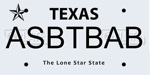 ASBTBAB Texas License Plate