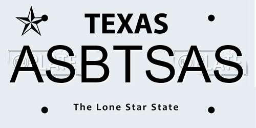 ASBTSAS Texas License Plate