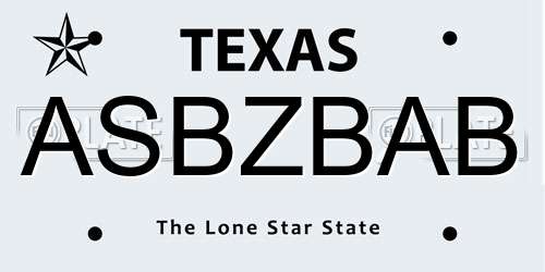 ASBZBAB Texas License Plate
