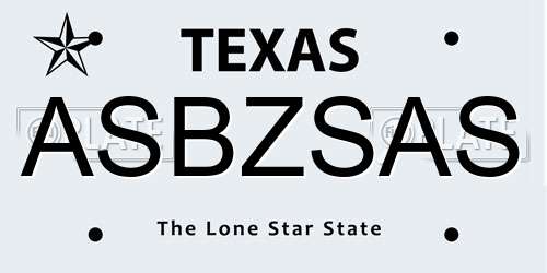 ASBZSAS Texas License Plate