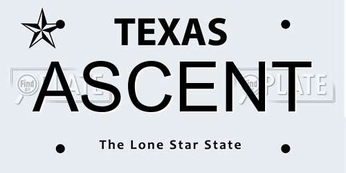 ASCENT Texas License Plate