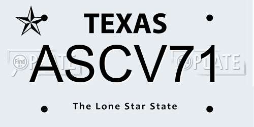 ASCV71 Texas License Plate