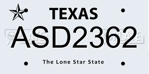 ASD2362 Texas License Plate