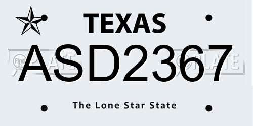 ASD2367 Texas License Plate