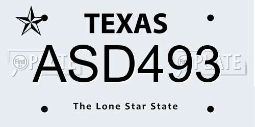ASD493 Texas License Plate