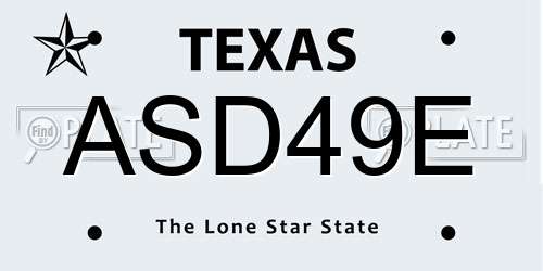 ASD49E Texas License Plate