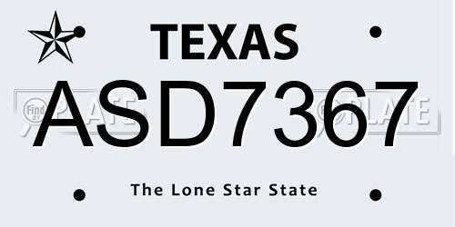 ASD7367 Texas License Plate