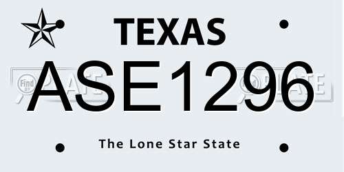 ASE1296 Texas License Plate