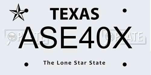 ASE40X Texas License Plate